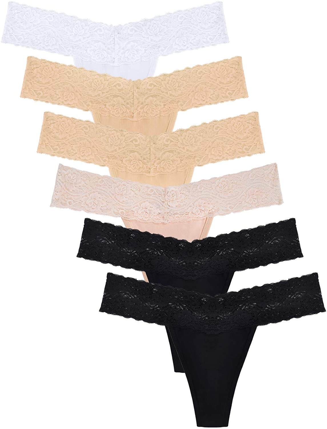 Price:$12.99    Women's Thin Lace Hollowed Out T Back Low Waist Ice Silk Sexy Cheeky Thong See Through Panties, Neutrals, Medium  Clothing