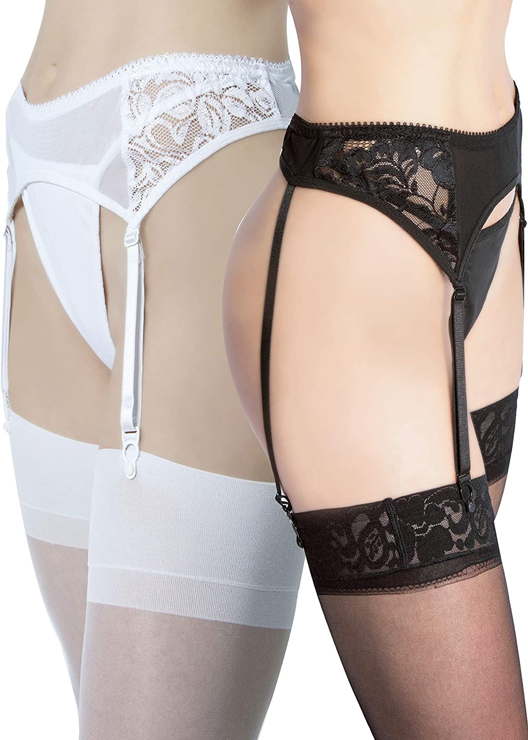 Price:$19.37    La Sucrée Garter Belt 4-Pack Canadian High Waist Lace for Stockings Plus Size  Clothing