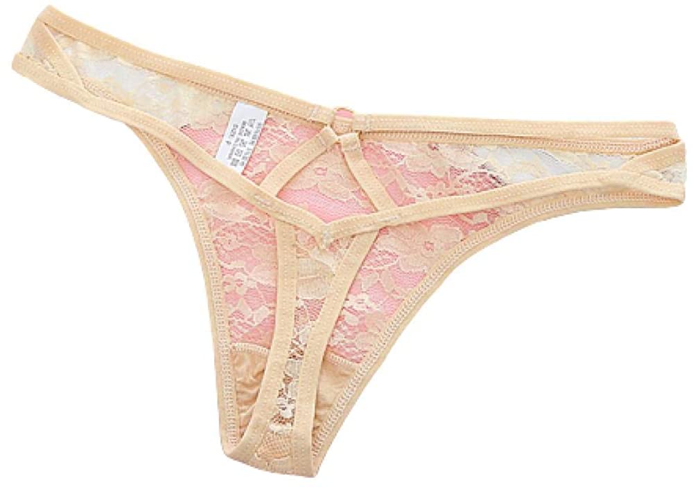 Price:$7.99    Midnight Lingerie ，Transparent Sexy Thong, lace Thin Band Sexy Thong, Ladies Underwear-Creamy-White_L  Clothing