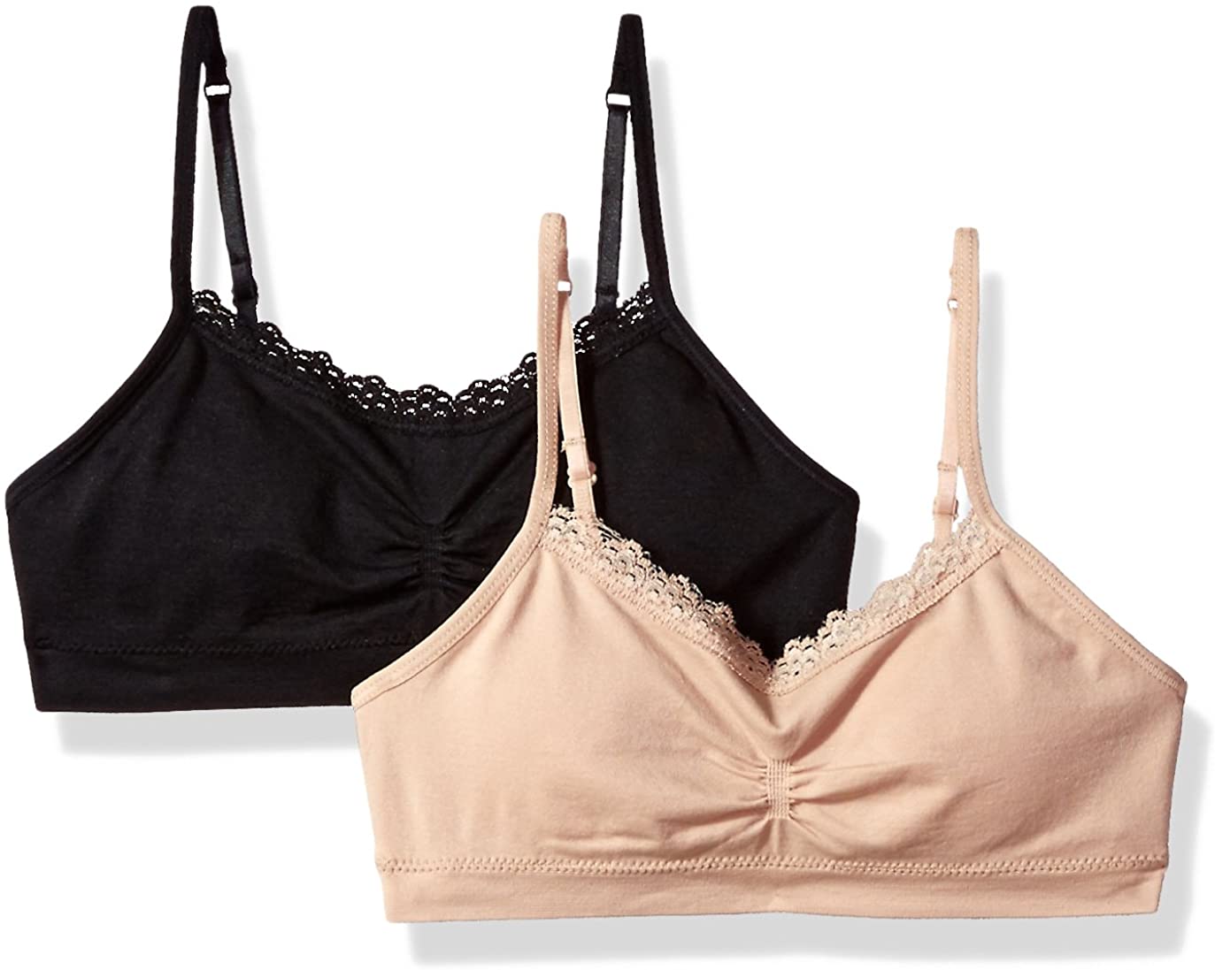 Price:$11.06 Fruit of the Loom Seamless  Bralette with Lace(Pack of 2) Bra at Amazon Women’s Clothing store