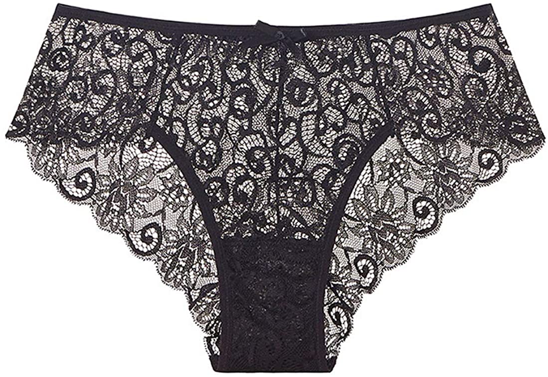 Price:$11.66    Zooyooarts 6 Pack Womens Underwear Women's Sexy Lace Lingerie Underwear Invisible Seamless Bikini Lace Underwear Half Back Coverage Panties Lace Panties (Black-L)  Clothing