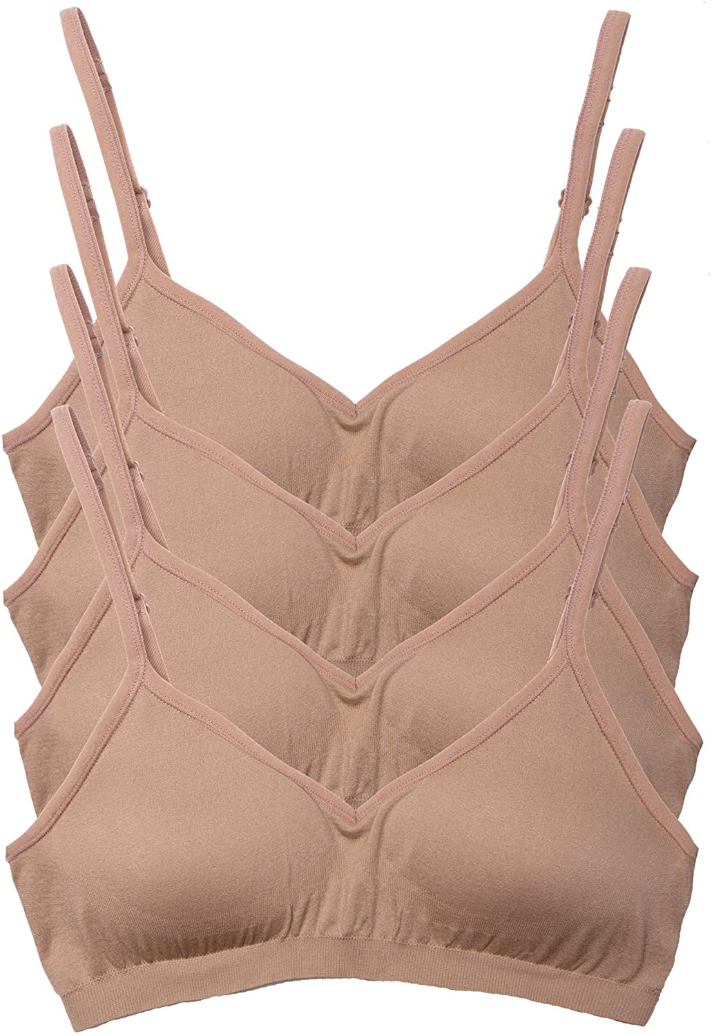 Price:$29.99 Kalon 4 Pack Demi Padded Bralette Adjustable Straps (M/L, 4PK Med Beige) at Amazon Women’s Clothing store