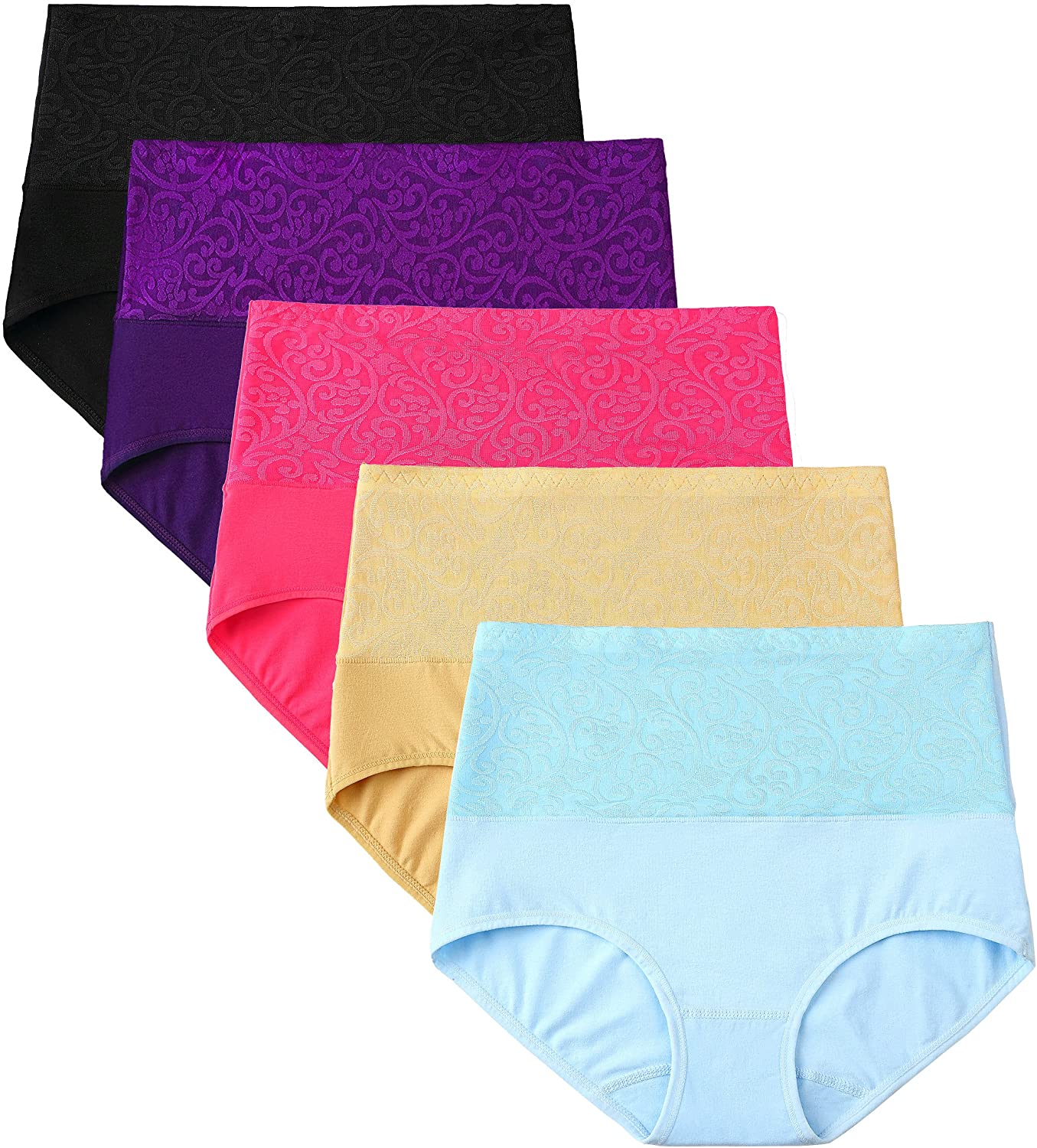 Price:$19.99 Hcaixing Womens High Waist Cotton Briefs Underwear Tummy Control C-Section Recovery Soft Stretch Panties(5 Pack) (S) at Amazon Women’s Clothing store