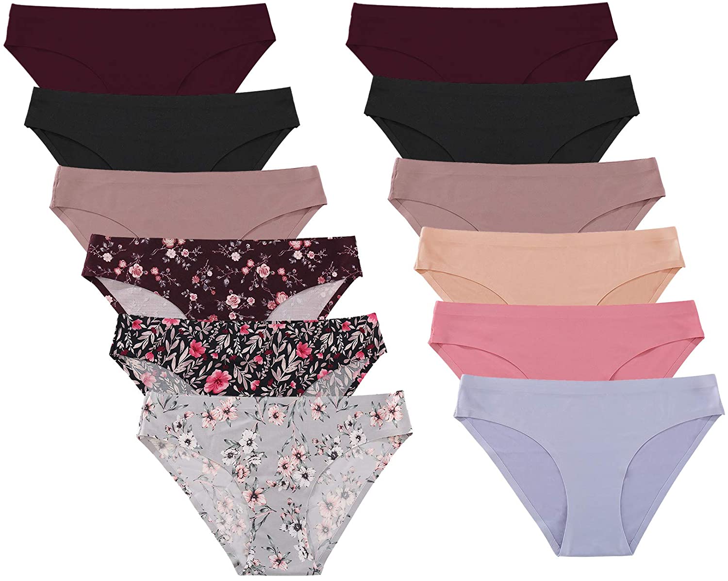 Price:$24.99 FINETOO 12Pack Women’s Seamless Hipster Underwear No Show Panties Invisibles Briefs Soft Stretch Bikini Underwears S-XL at Amazon Women’s Clothing store