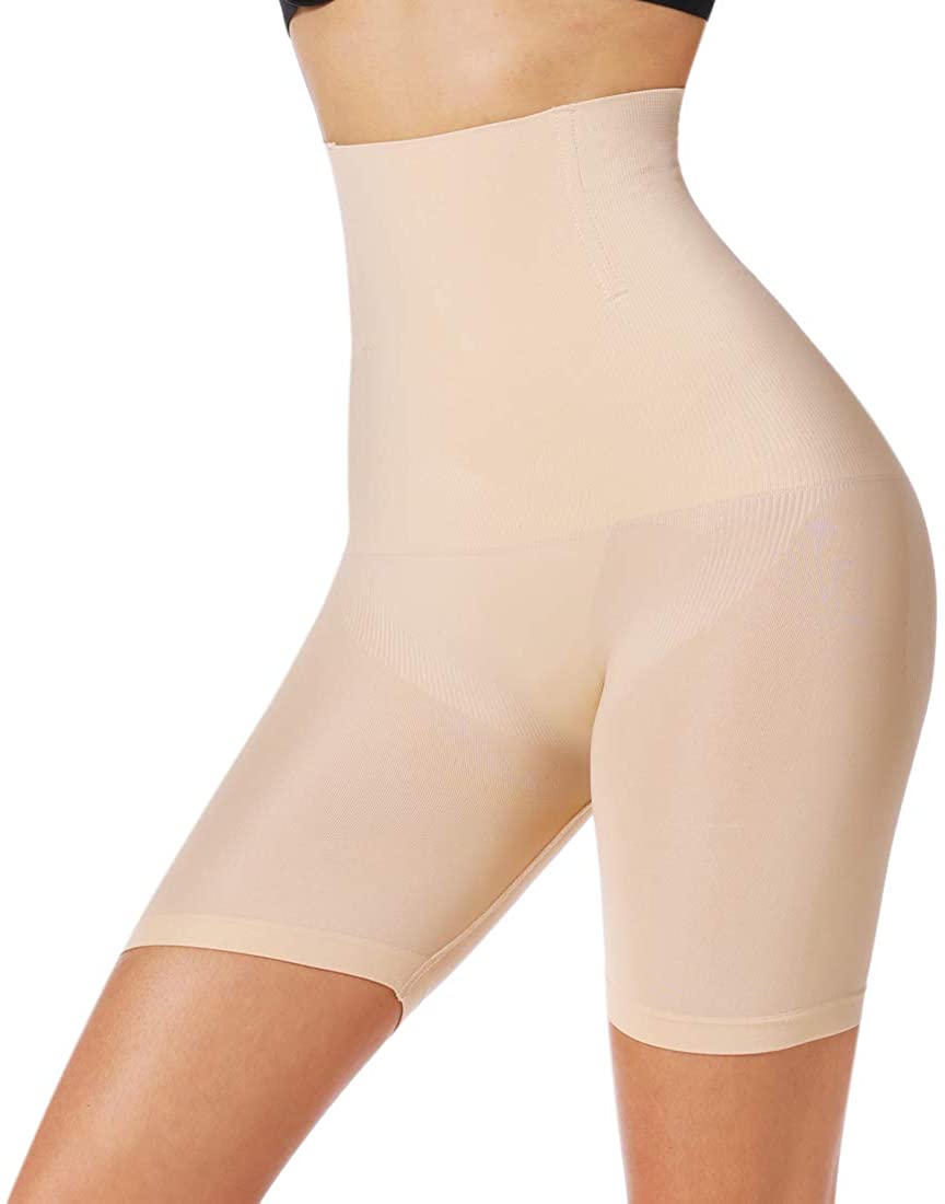 Price:$15.99 Womens Tummy Control Shapewear Shorts High Waist Panties Mid-Thigh Slimmer Body Shaper Slip Shorts at Amazon Women’s Clothing store