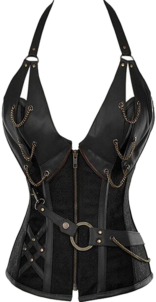 Price:$29.99 Alivila.Y Fashion Womens Steel Boned Retro Goth Steampunk Corset 908-Black-5XL at Amazon Women’s Clothing store
