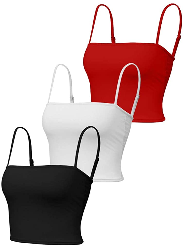 Price:$12.99 YMDUCH Women's 3 Pieces Basic Tops Adjustable Spaghetti Straps Sports Yoga Sleep Crop Tank at Amazon Women’s Clothing store