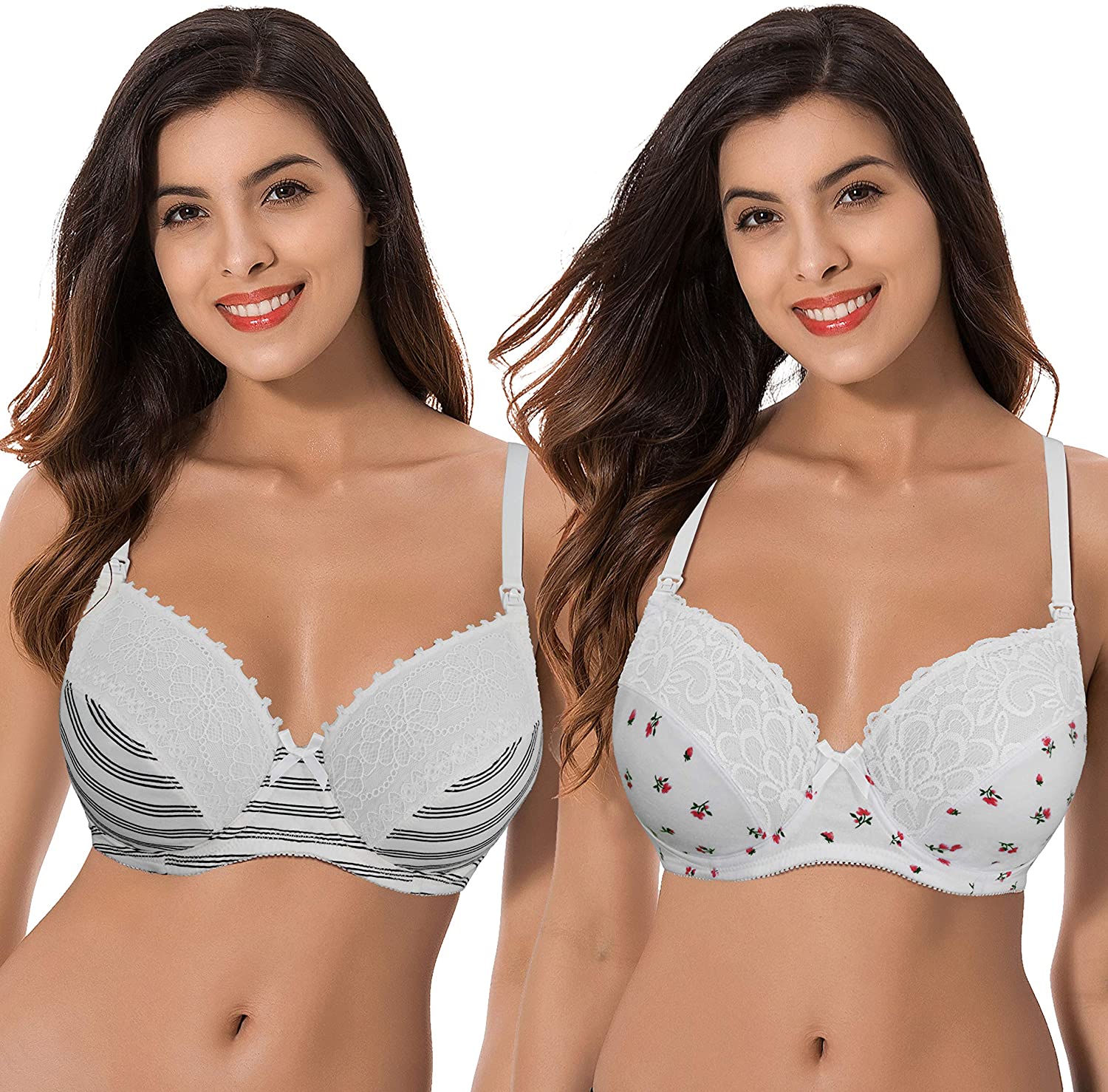 Price:$28.98 Curve Muse Plus Size Nursing Underwire Bra with Drop-Down Cups (Pack of 2 or 3) at Amazon Women’s Clothing store