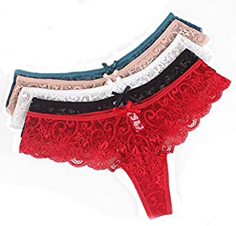 Price:$13.99    Dorostine Women Seamless Lace Thongs Panties Sexy Low Waist Floral Lace Briefs Lingerie Pack of 5  Clothing