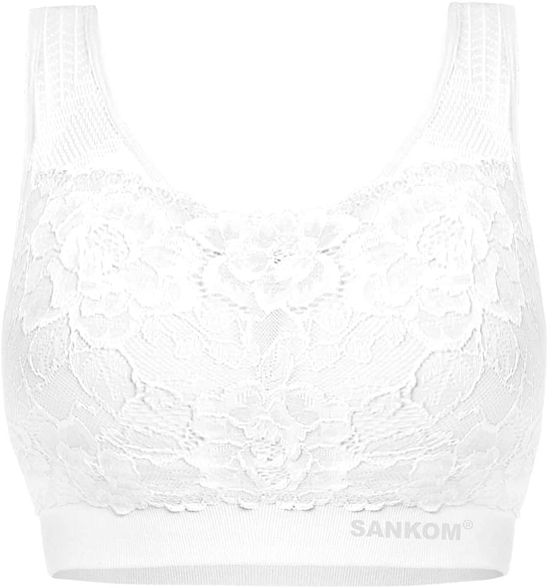 Price:$15.99 Sankom - Comfortable and Breathable - Functional Patent Bra with Cooling Effect - for All Shapes and Ages (White, Large) at Amazon Women’s Clothing store