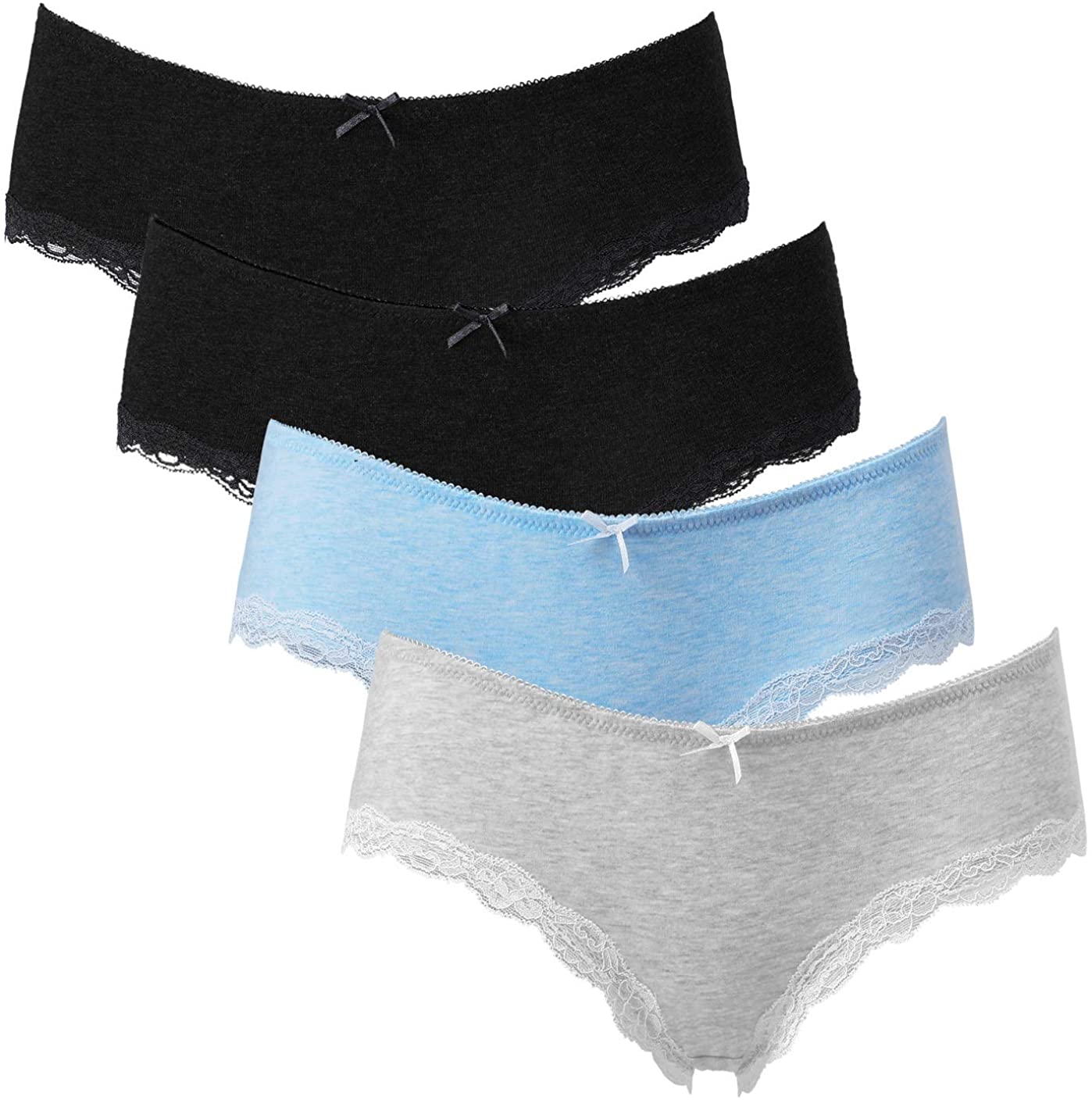 Price:$17.99 ATTRACO Women's Cotton Brief Panties Soft Underwear Lace Trim Hipster 4 Pack at Amazon Women’s Clothing store