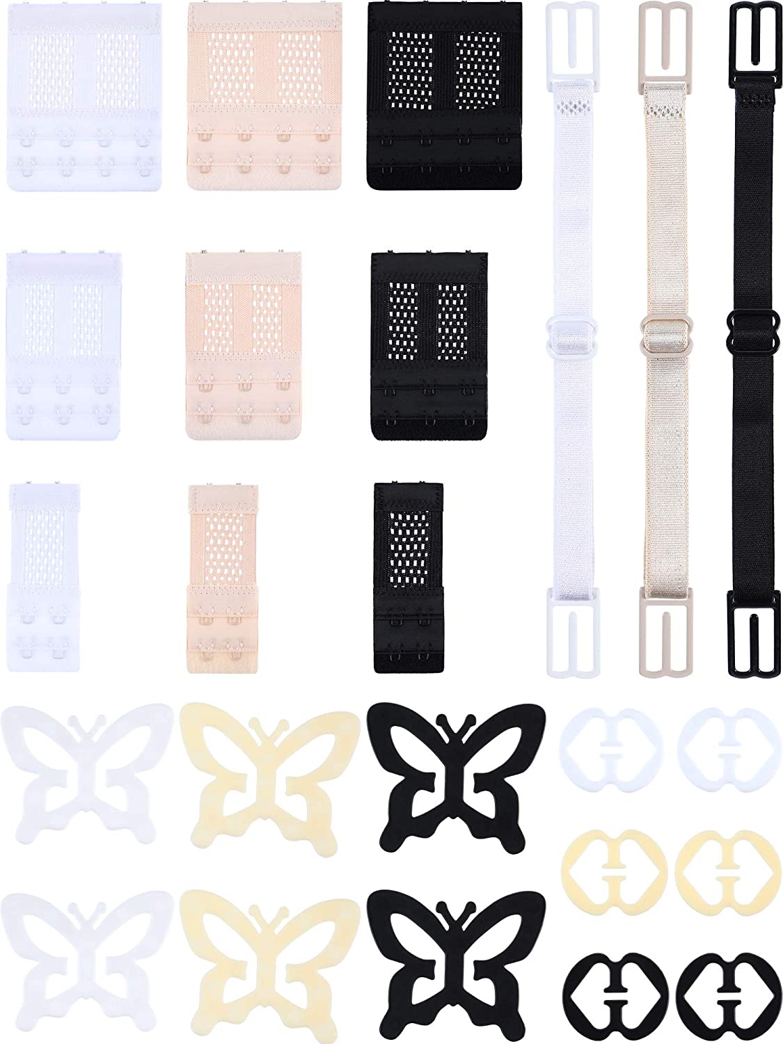Price:$9.99 24 Pieces Bra Accessory Adjustable Bra Straps Non-Slip Bra Clips Bra Extenders for Women and Girls (Set 1) at Amazon Women’s Clothing store