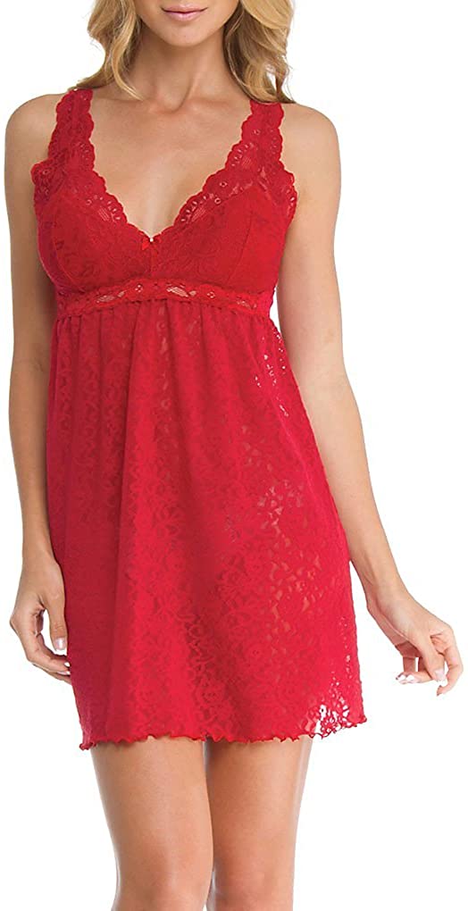 Price:$70.12 Arianne Women's Natasha Lace Chemise 32 Inch, Removable Pads, and Adjustable Straps, Red, Large at Amazon Women’s Clothing store