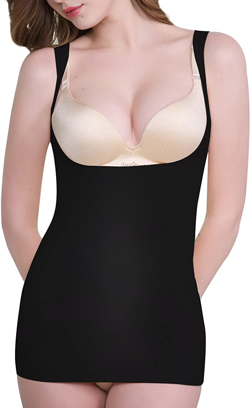 Price:$15.80 Everbellus Womens Tummy Control Shapewear Tank Top Seamless Body Shaper at Amazon Women’s Clothing store
