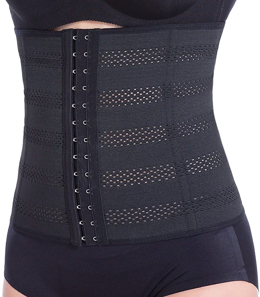 Price:$10.80 Everbellus Women's Breathable Elastic Corset Waist Trainer Cincher Belt Shapewear at Amazon Women’s Clothing store