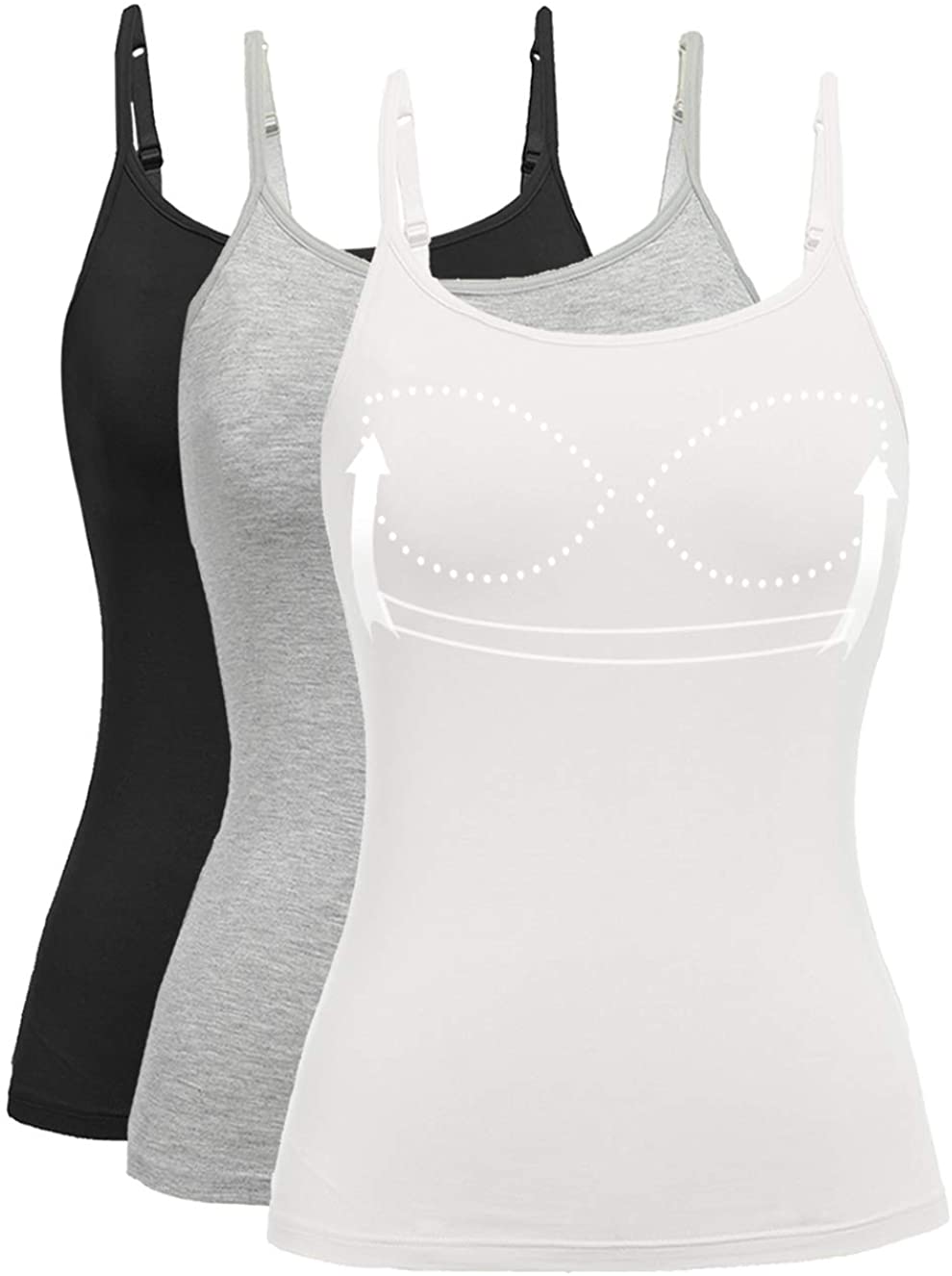 Price:$9.99 Womens Tank Tops Adjustable Strap Camisole with Built in Padded Bra Vest Cami Sleeveless Layer Top for Winter at Amazon Women’s Clothing store