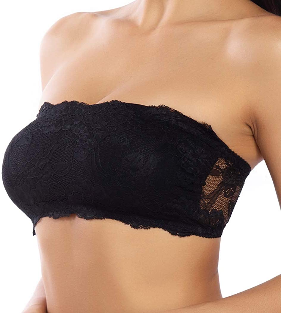 Price:$12.99 Lace Bralettes for Women Padded Bandeau Bra Strapless Tube Top Wireless Chest Wrap Basic Layering at Amazon Women’s Clothing store