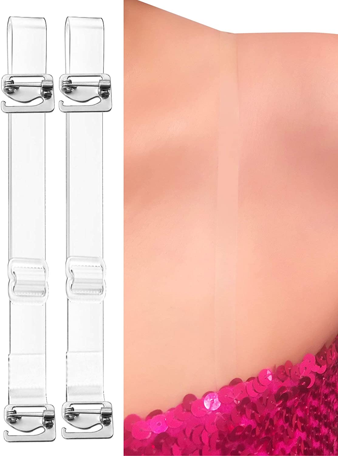 Price:$12.99 No Sew, No Slip - Clear Bra Straps, Ultra Support, Multiway, by PIN STRAPS at Amazon Women’s Clothing store