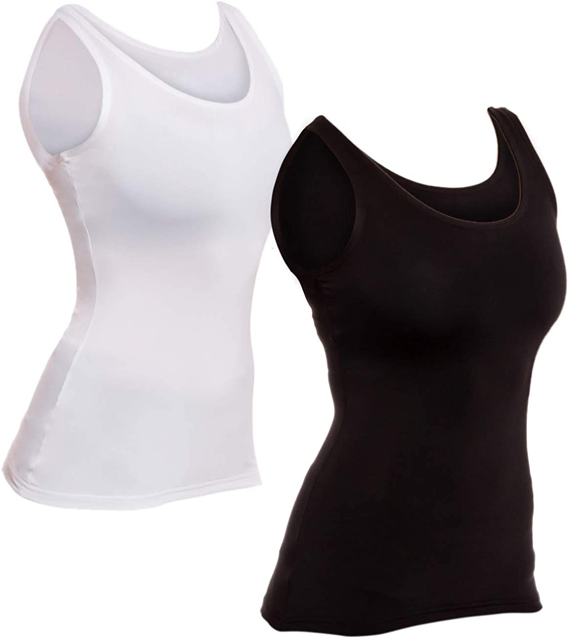 Price:$9.99 LISH 2 Pack Women's Slimming Light Compression Tank Top - Sleeveless Body Shaper Tummy Control Camisole at Amazon Women’s Clothing store