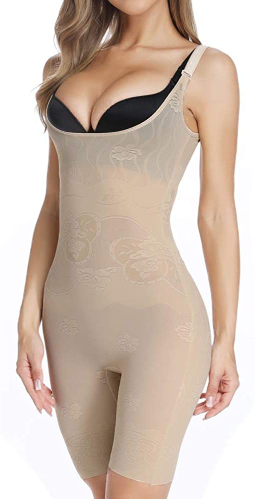 Price:$20.99 Women's Full Body Shaper Tummy Control Bodysuit Shapewear Mid Thigh Body Briefer Open Bust at Amazon Women’s Clothing store
