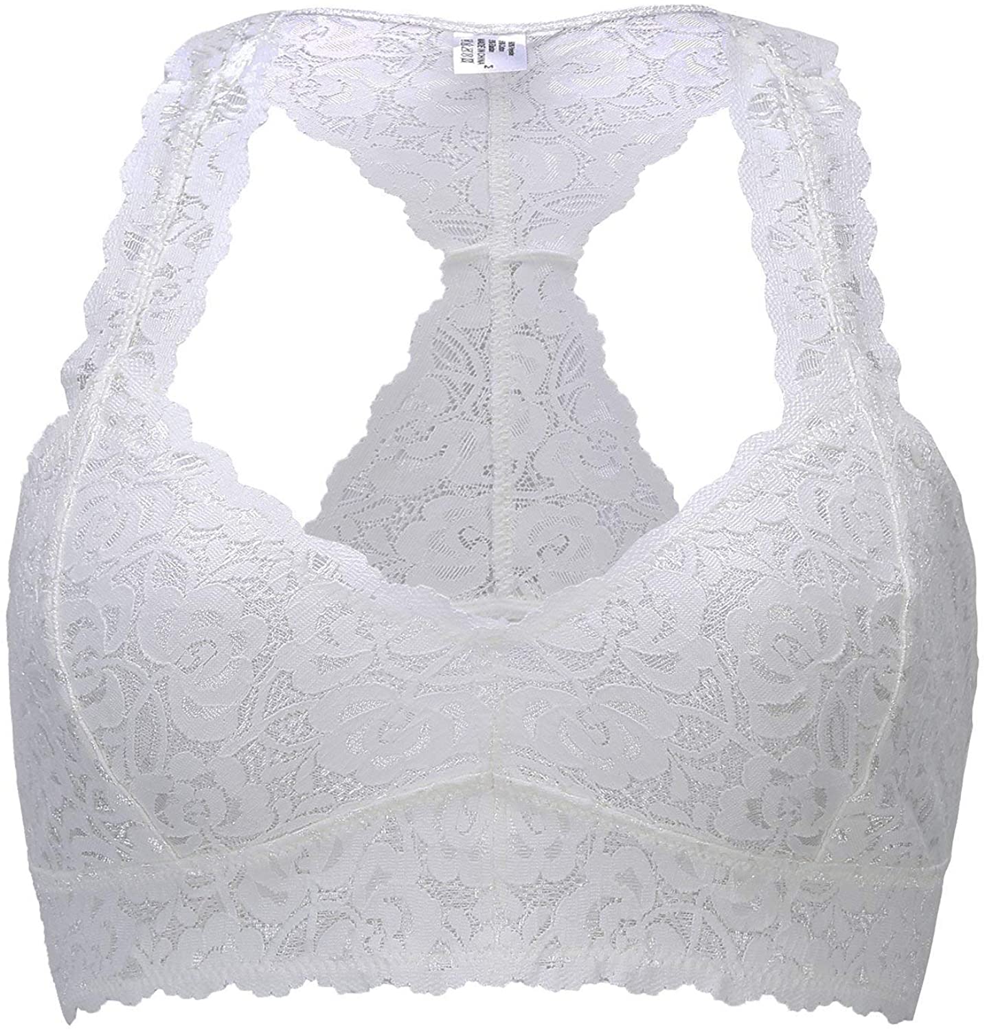 Price:$9.99    ANGOOL Padded/Unpadded Lace Halter Bralette Wireless Racerback Bra for Women  Clothing