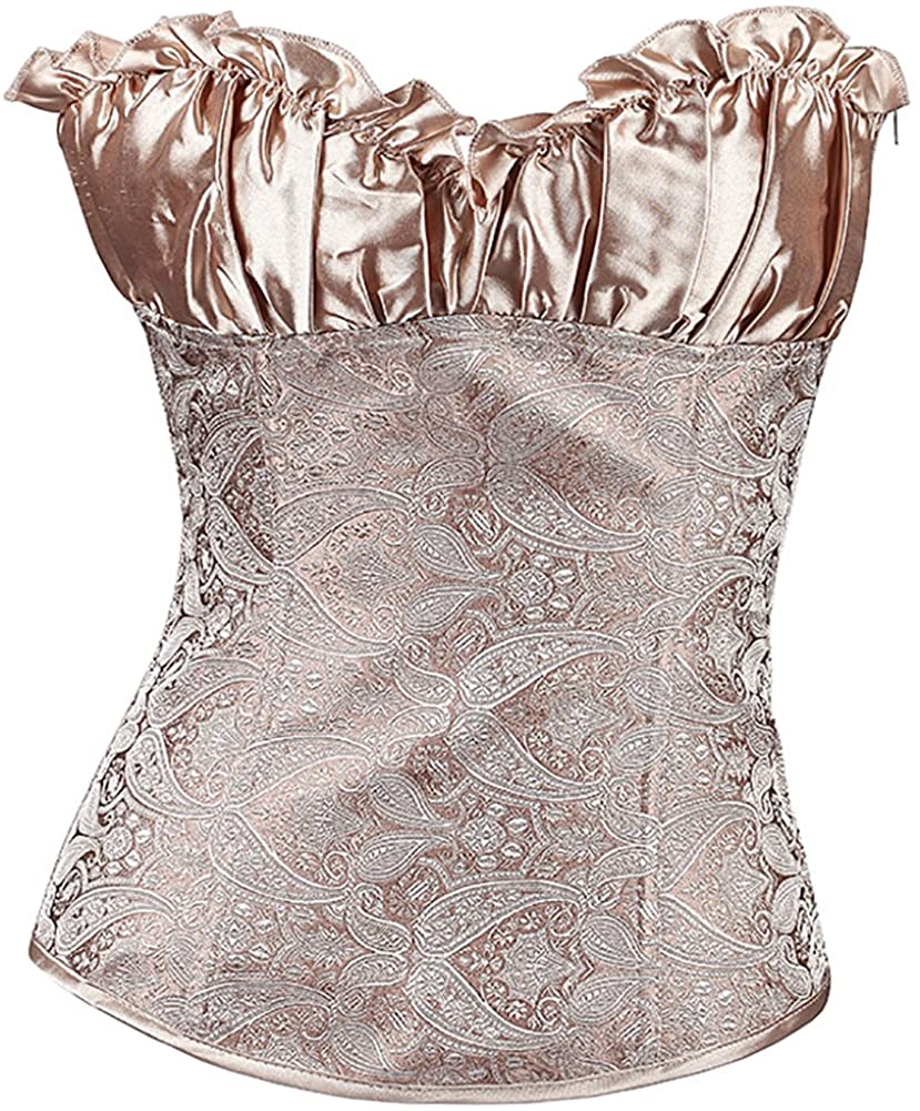 Price:$15.99    GSHappyGo Women's Princess Overbust Corset Drape Satin Waist Brocade Bustier  Clothing