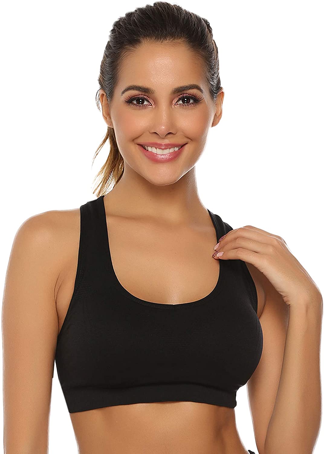 Price:$2.99 Aibrou Women Racerback Sports Bras High Impact Support Sports Bra for Yoga Gym Workout Athletic Bra Top at Amazon Women’s Clothing store