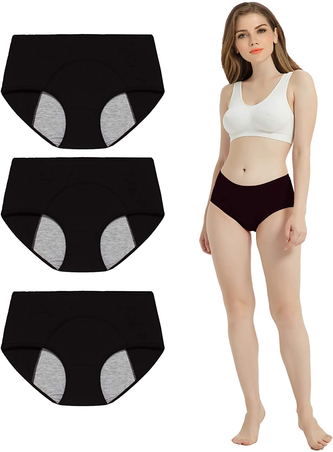 Price:$10.99 Boboking Womens Cotton Period Underwear Womens Leak Proof Hipster Menstrual Panties Teen Postpartum Briefs at Amazon Women’s Clothing store