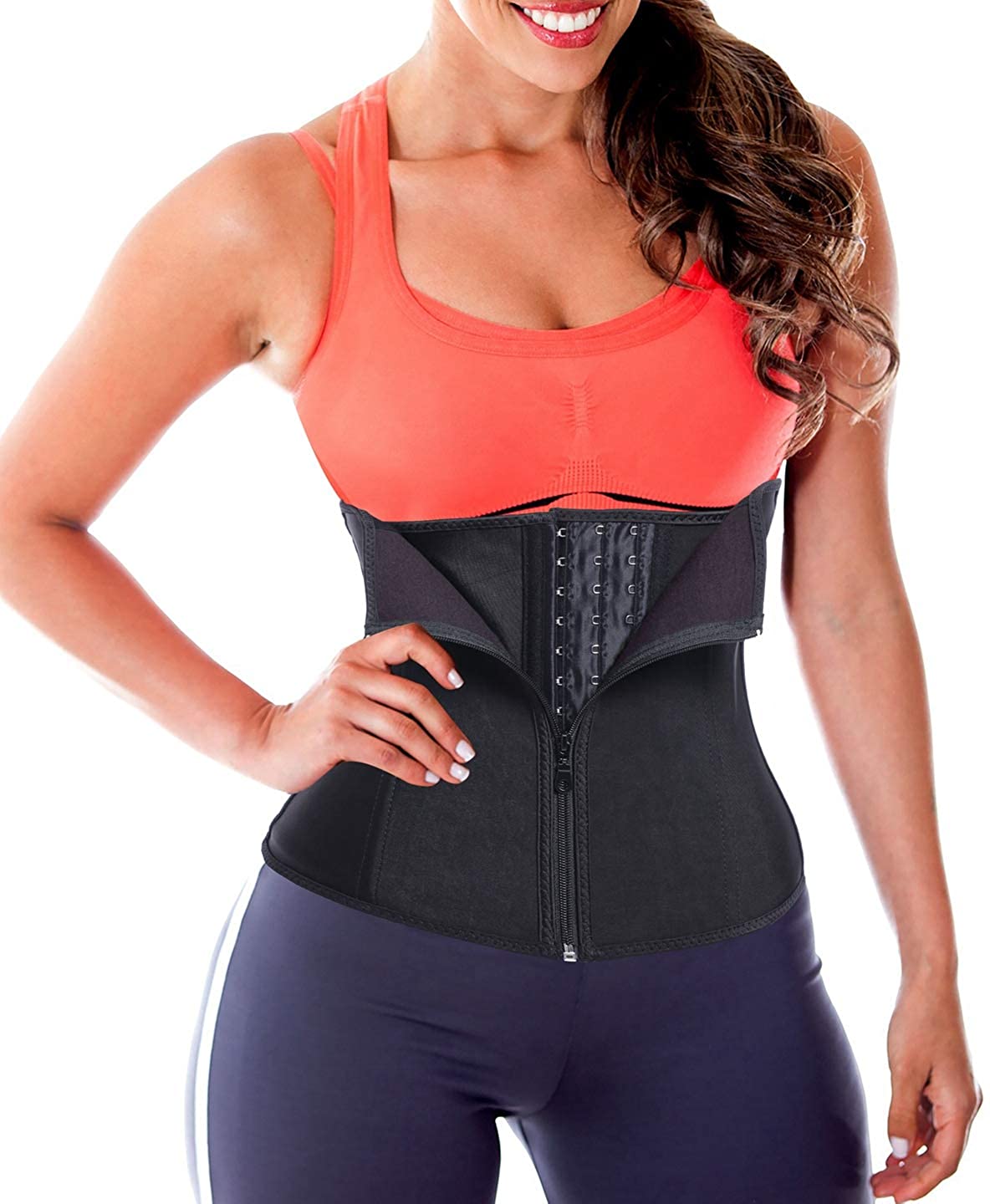 Price:$21.99 TAILONG Women Latex Rubber Waist Trainer Corset Cincher Trimmer Body Shaper Shapewear at Amazon Women’s Clothing store