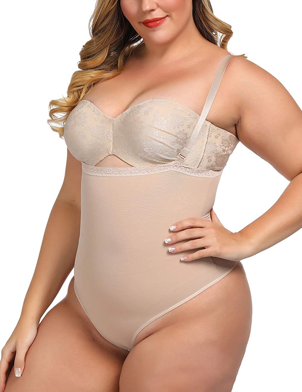 Price:$5.70 FeelinGirl Women's Plus Size Firm Control Shapewear Open Bust Bodysuit Body Shaper Black, XXXXL at Amazon Women’s Clothing store