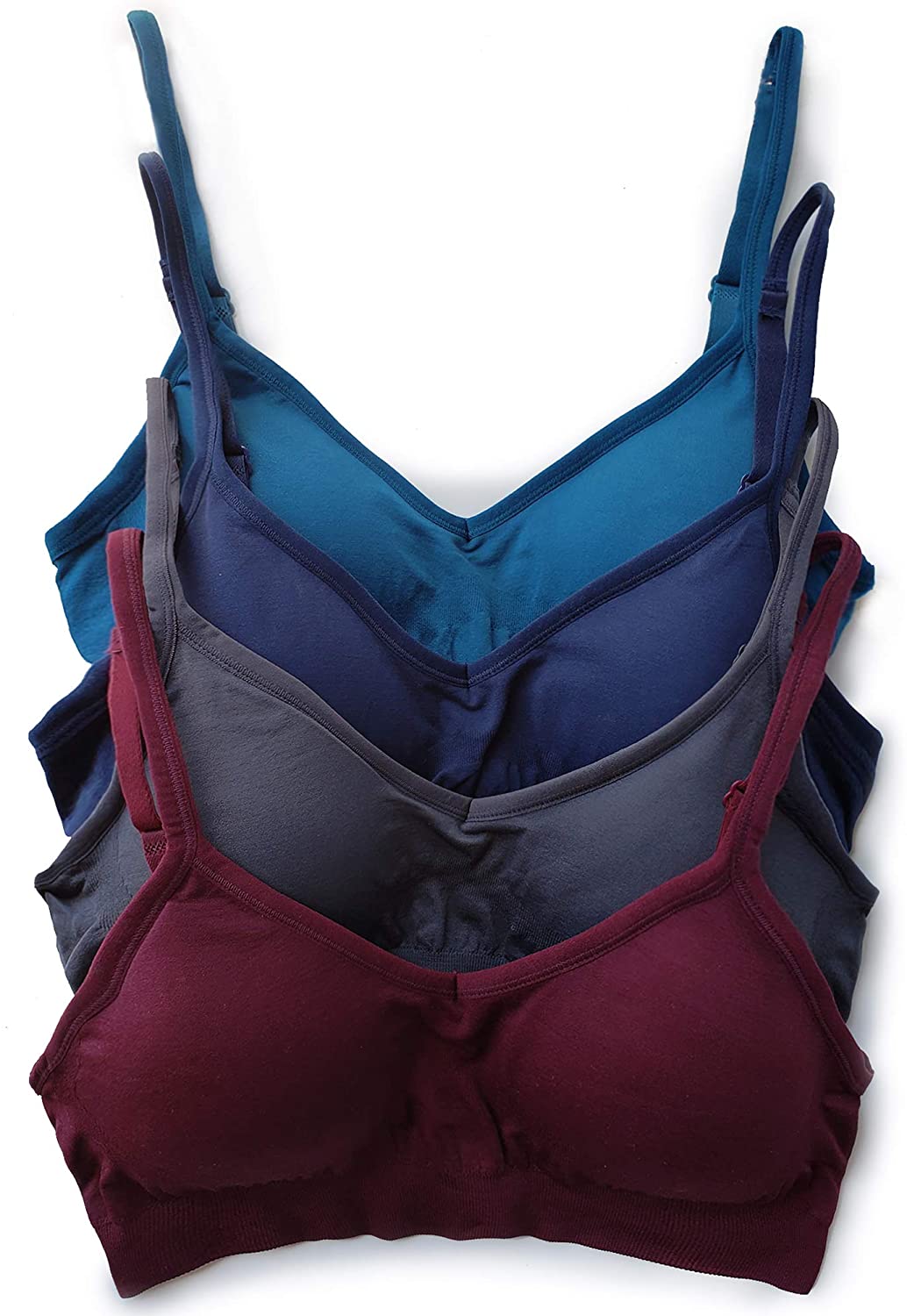 Price:$29.99 Kalon 4 Pack Demi Padded Bralette Adjustable Straps at Amazon Women’s Clothing store