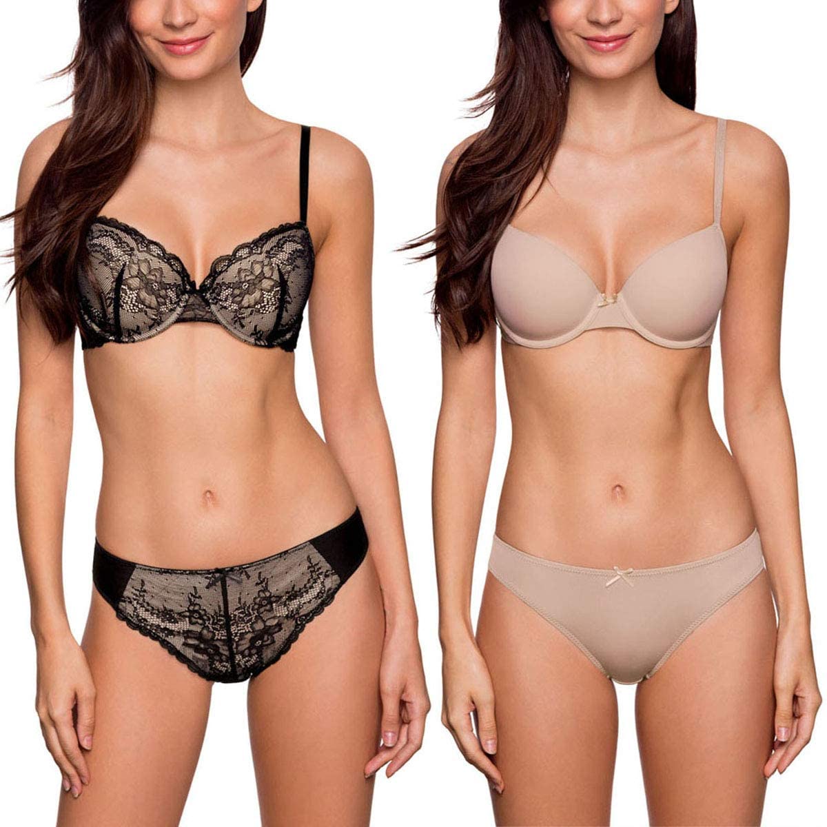 Price:$28.99 DORINA Chloe Women's 3/4 Cup Light Padded Underwire T-Shirt Demi Bra Set - 2 pcs Pack D17180 at Amazon Women’s Clothing store