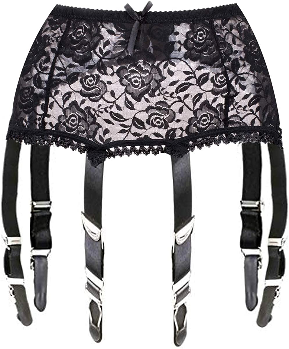 Price:$16.99    Women's Vintage Black Lace Garter Belt 6 Straps for Stockings  Clothing