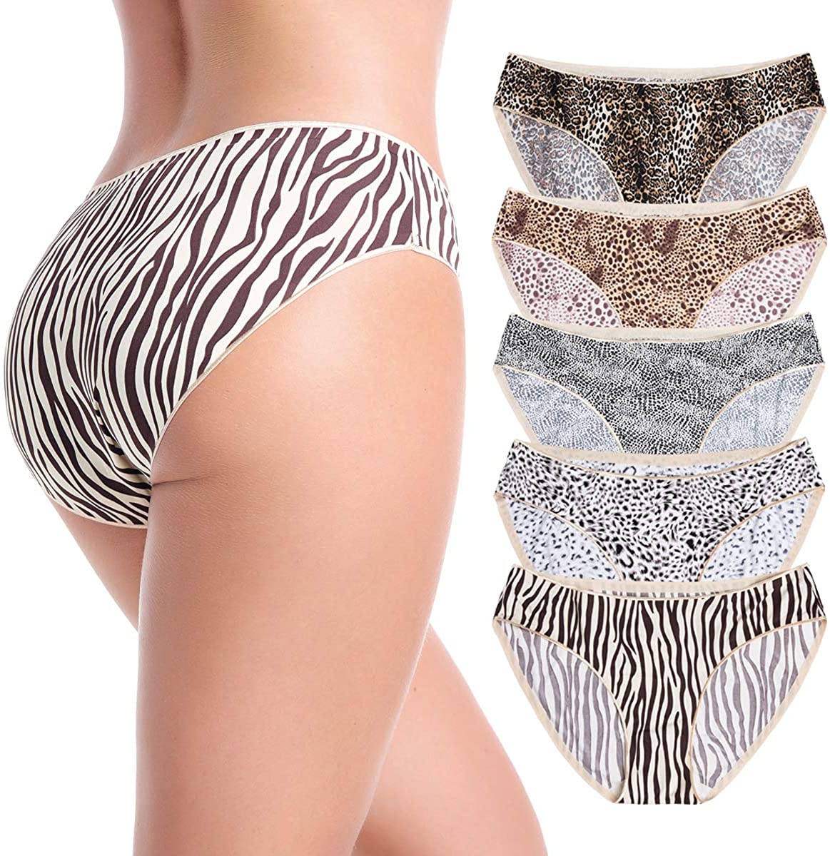 Price:$17.99 MISSWHO Seamless Underwear Women Mercerized Cotton Soft Stretch Bikini Panties 5-Pack at Amazon Women’s Clothing store