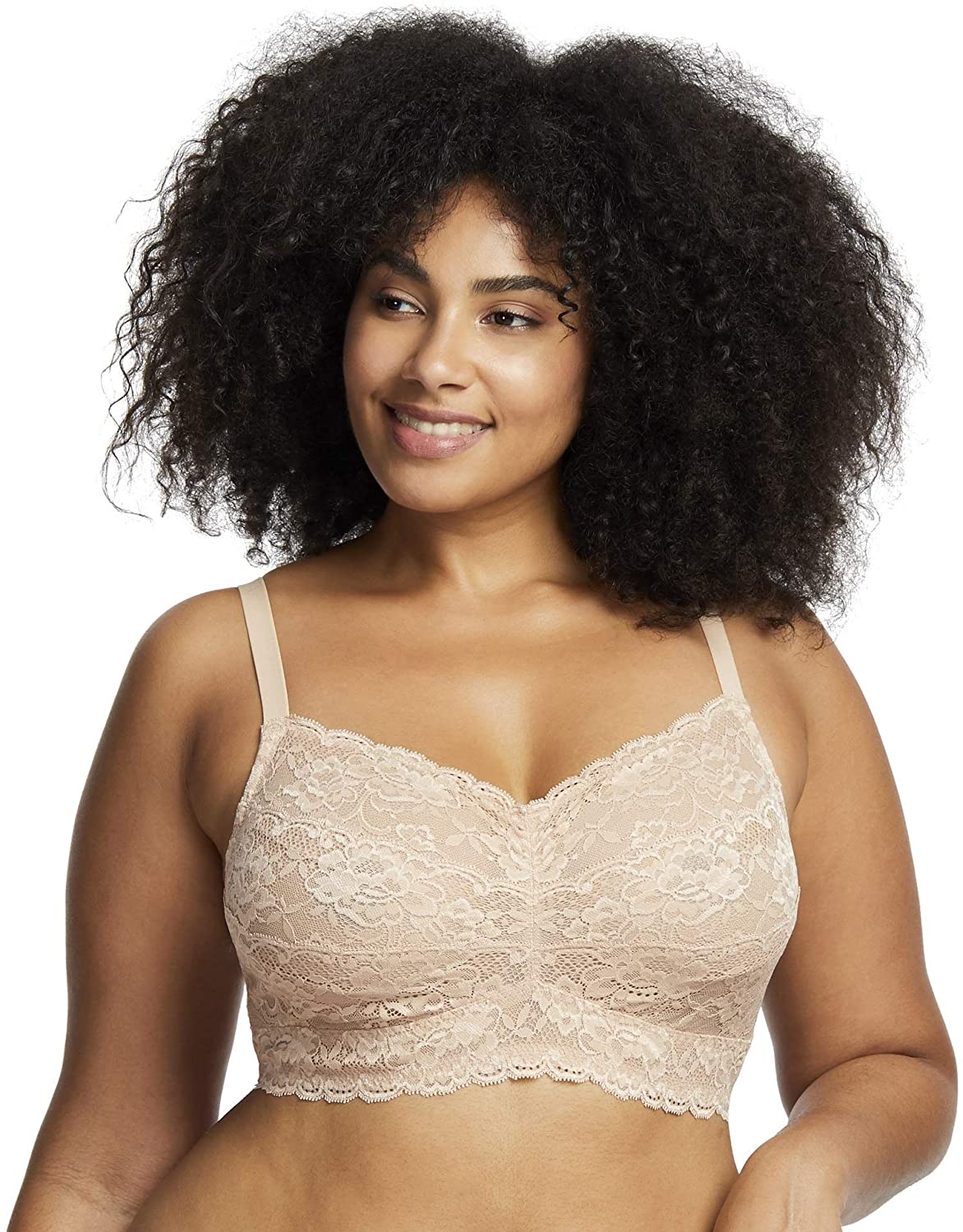 Price:$24.95 Montelle Women's Wirefree Cup Sized Stretch Floral Lace Bralette at Amazon Women’s Clothing store