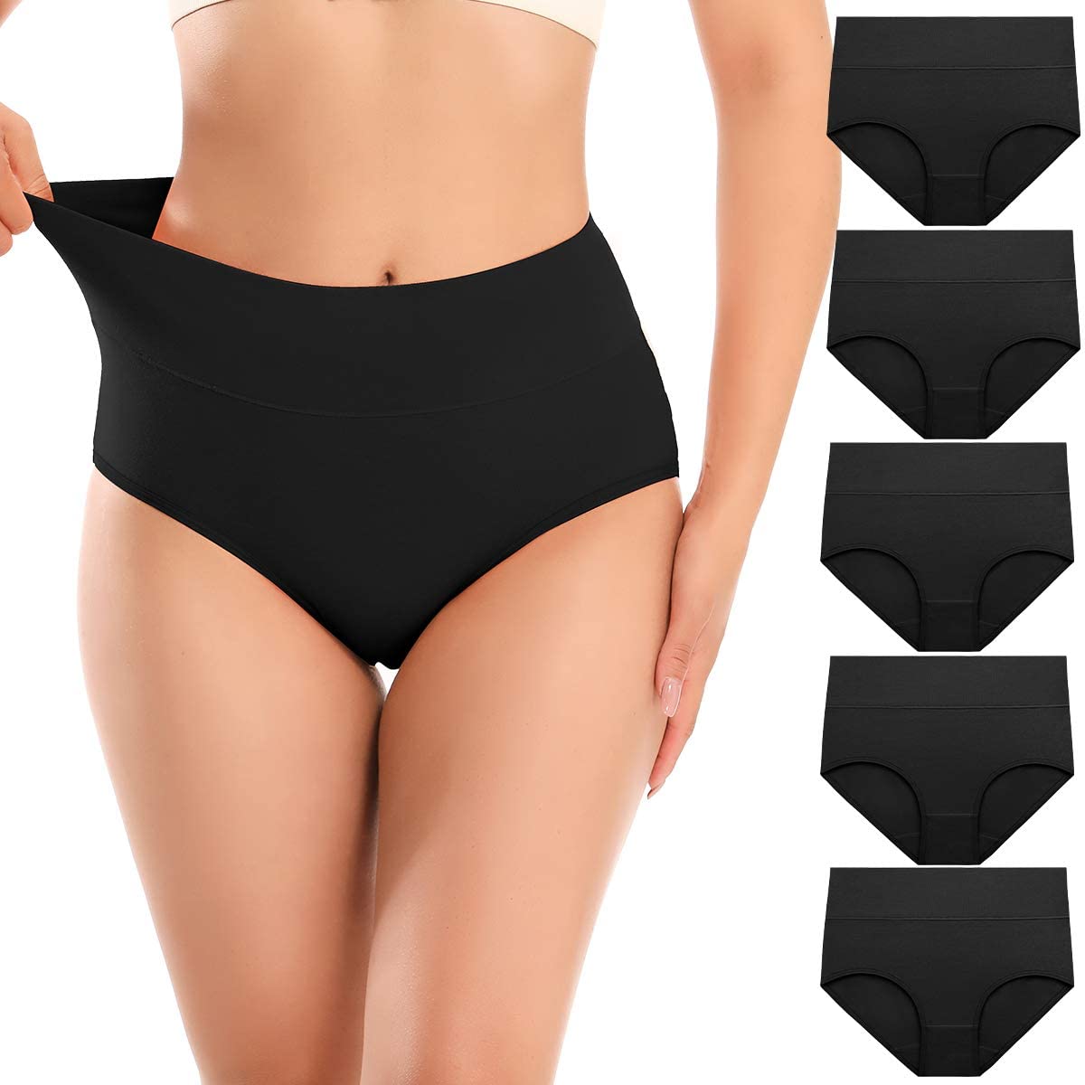 Price:$22.99 POKARLA Women's Cotton Underwear Briefs High Waist Full Coverage Soft Breathable Ladies Panties 5-Pack at Amazon Women’s Clothing store