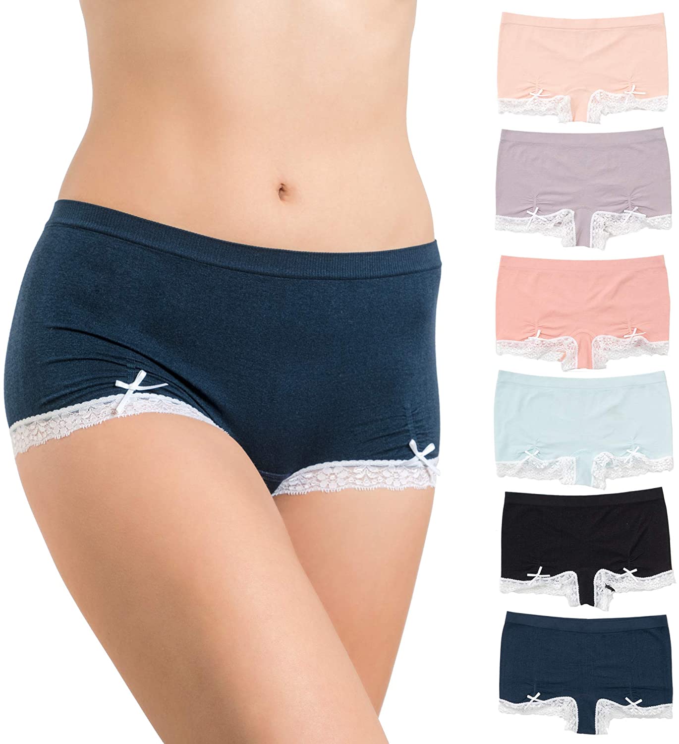Price:$14.98 Alyce Ives Intimates Seamless No Show Womens Boyshort, Pack of 6 at Amazon Women’s Clothing store