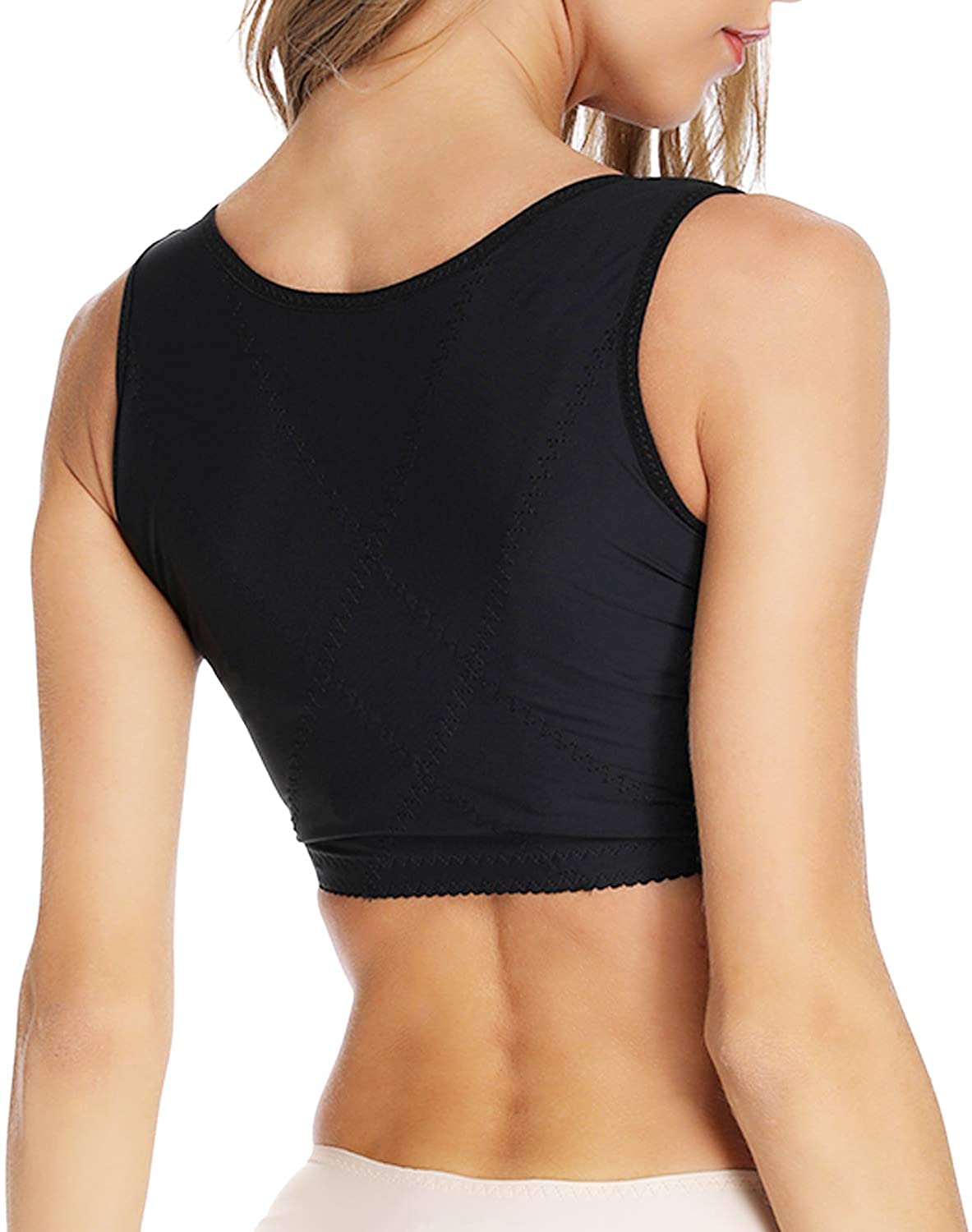 Price:$24.99 SLIMBELLE Women Sleeveless Posture Corrector Bra Chest Support Vest Back Brace Compression Shaper at Amazon Women’s Clothing store