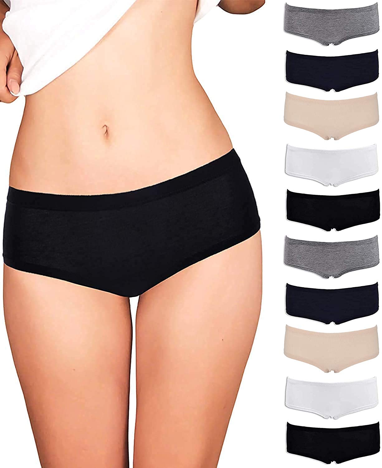 Price:$21.99 Emprella Women’s Boyshort Panties (10-Pack) Comfort Ultra-Soft Cotton Underwear at Amazon Women’s Clothing store