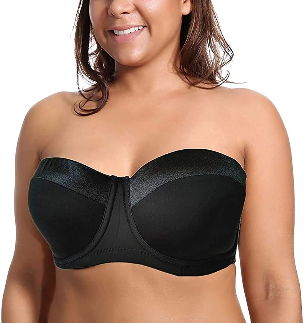 Price:$15.88 Olivachel Women's Strapless Bra 34-46 C/D/DD/E 1/2 Cup Seamless Plus Size Balconette Bra H059 at Amazon Women’s Clothing store