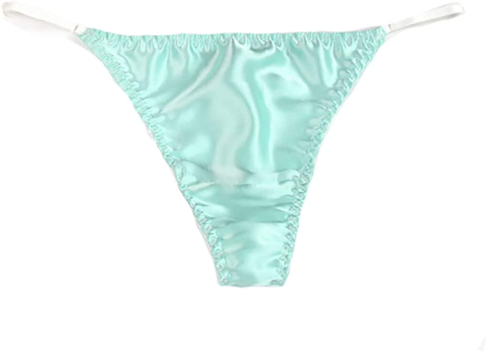 Price:$12.99 Farlenoyar Women Silk String Bikini Briefs Sexy Underwear Stretch Adjustable Waist (Green) at Amazon Women’s Clothing store
