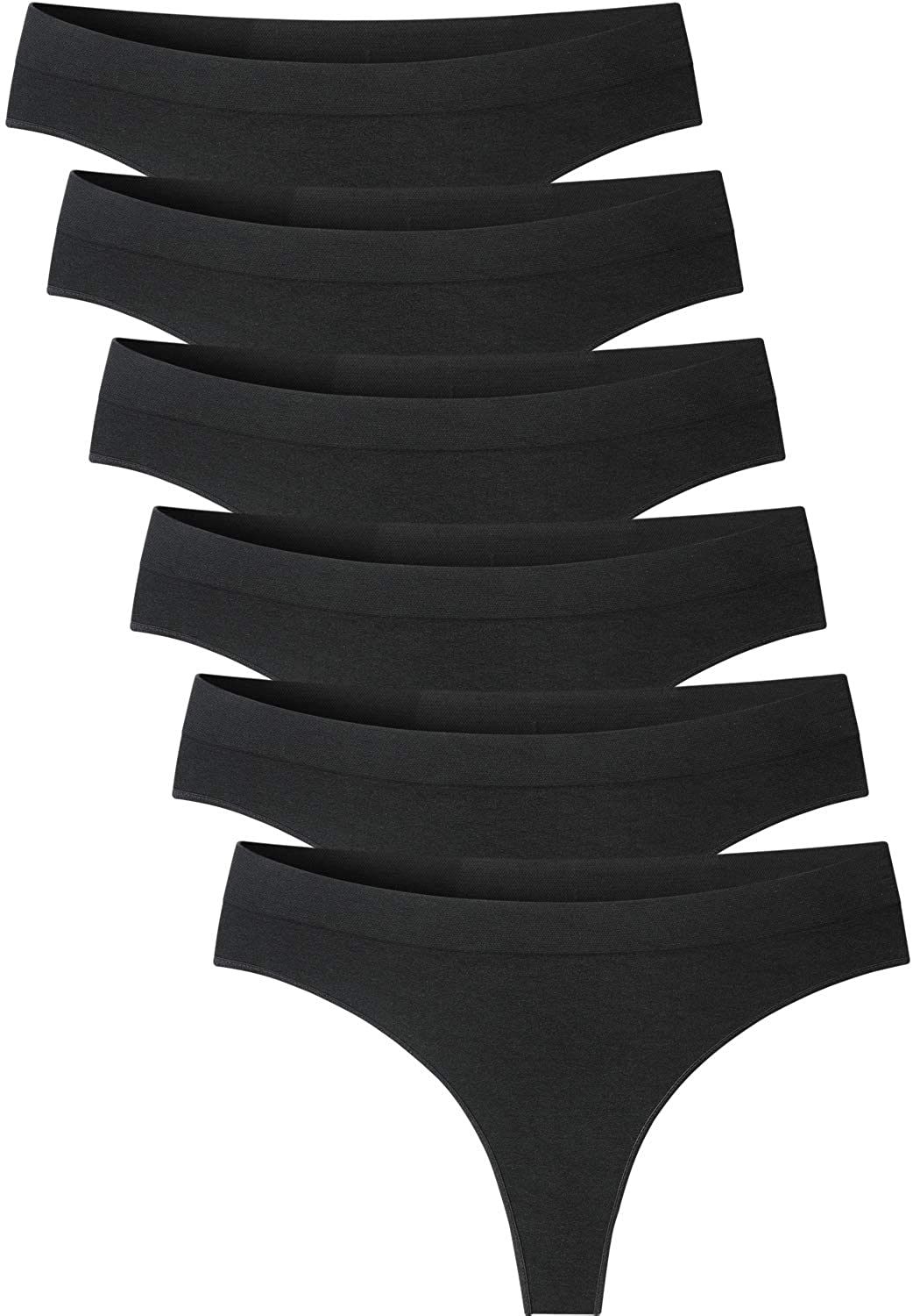 Price:$21.99 Areke Womens Seamless Thongs Underwear, 6 Pack Nylon Spandex Cheeky Low Rise No Show Sexy Bikini Panties at Amazon Women’s Clothing store