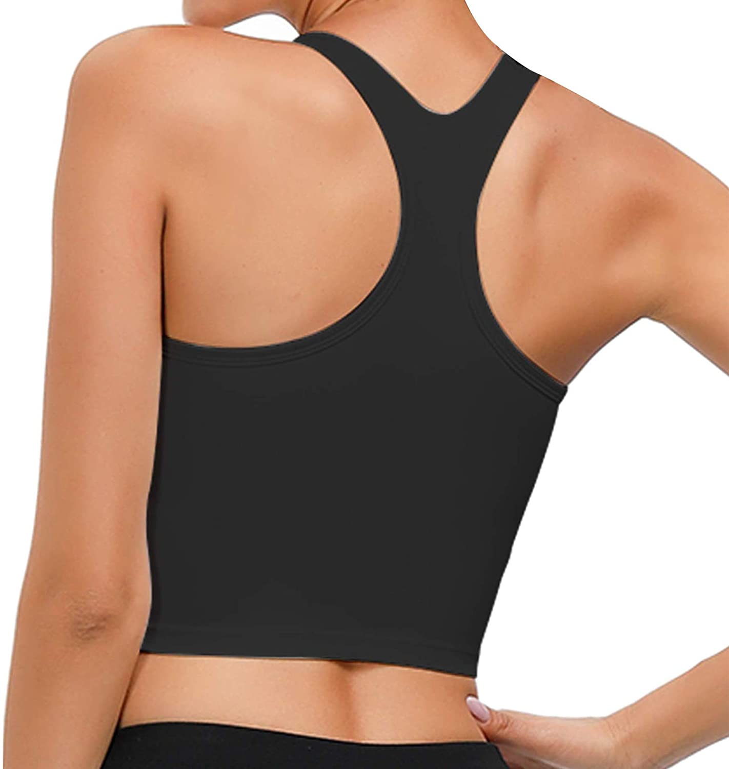 Price:$19.99 UOTJCNR Women Racerback Sports Bra Padded Seamless Crop Top Yoga Workout Tank top Bra at Amazon Women’s Clothing store