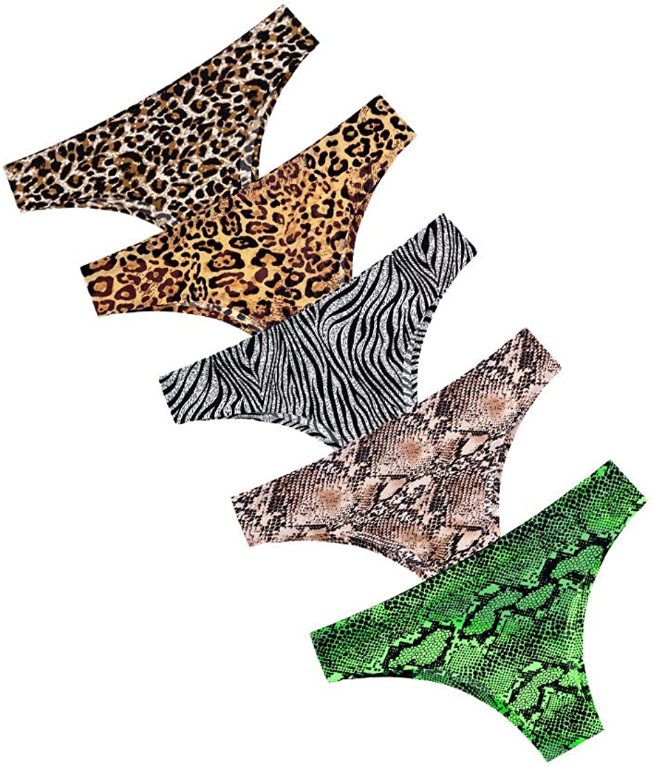 Price:$20.99 Women's Invisible Seamless[5 Pack] Printed No Show Nylon Bikini Underwear Hipster Lingerie Brief Panties for Women's at Amazon Women’s Clothing store