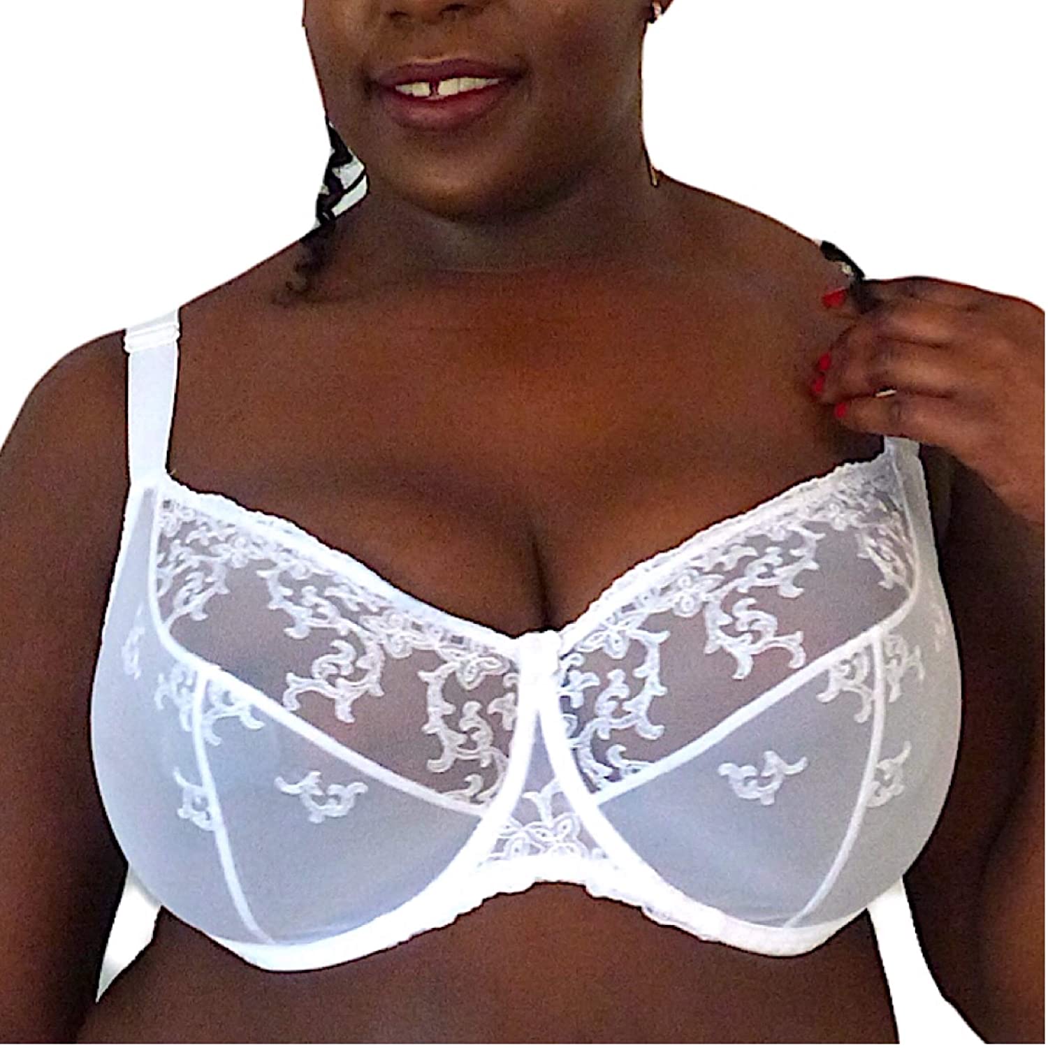 Price:$19.00 White Lace Bra Bralette Underwire Comfortable Bra, Sheer, Transparent at Amazon Women’s Clothing store