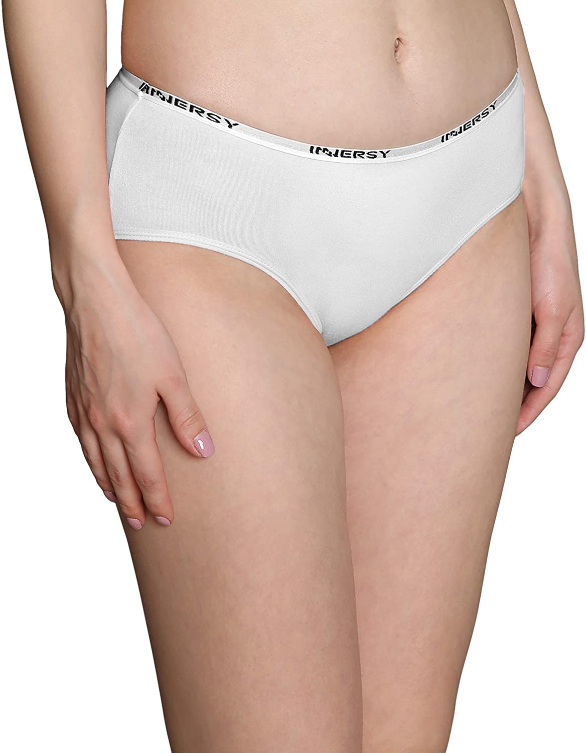 Price:$18.99 INNERSY Women's 6-Pack Mid Rise Solid Color Stretch Cotton Hipster Panties (XS-2XL) at Amazon Women’s Clothing store