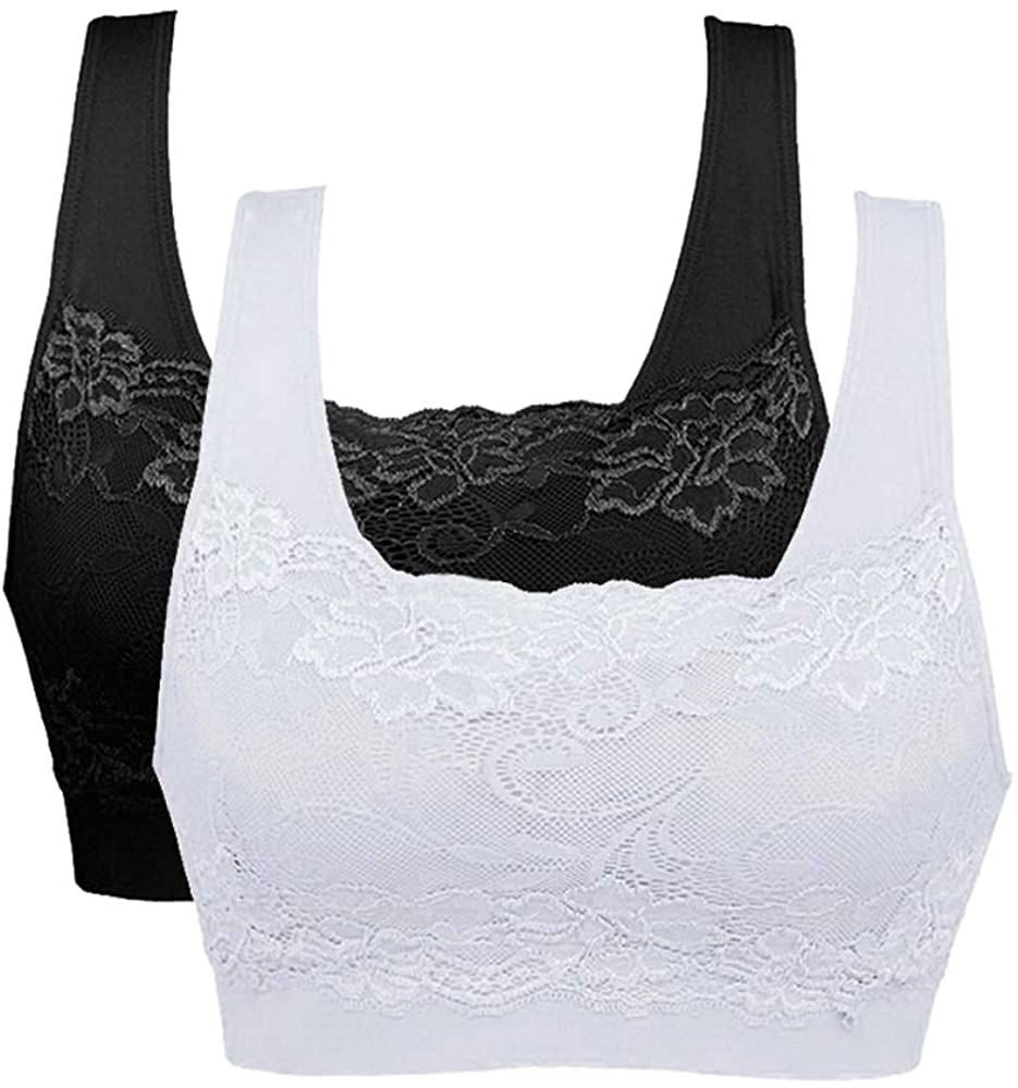 Price:$9.99 Sports Bra Seamless Lace Coverage Comfortable Daily Bralette with Removable Pads at Amazon Women’s Clothing store