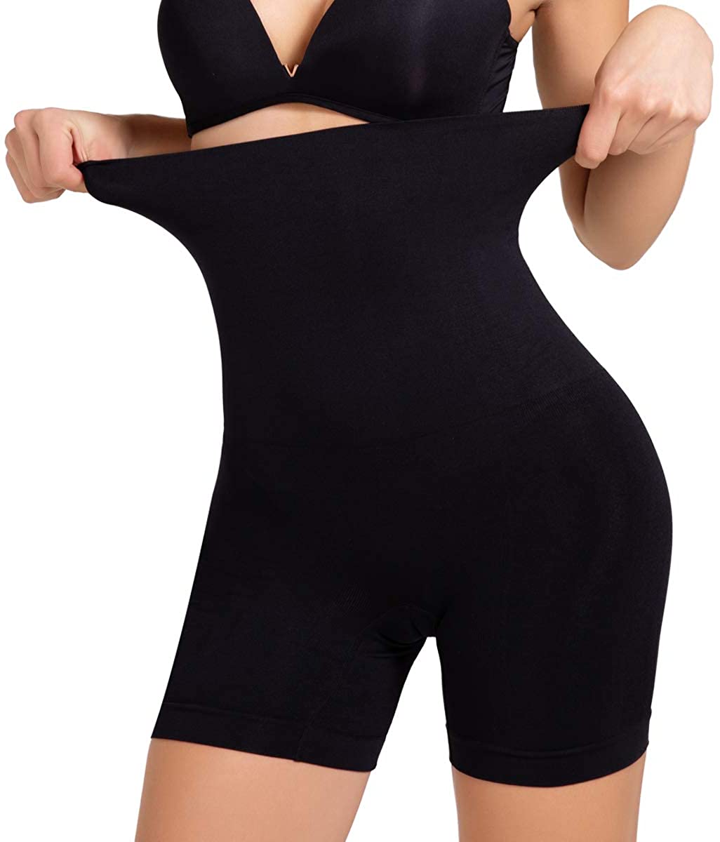 Price:$13.00 SLIMBELLE Seamless High Waist Shapewear Short Tummy Control Panty Butt Lifter Thigh Slimmer Body Shaper for Women at Amazon Women’s Clothing store