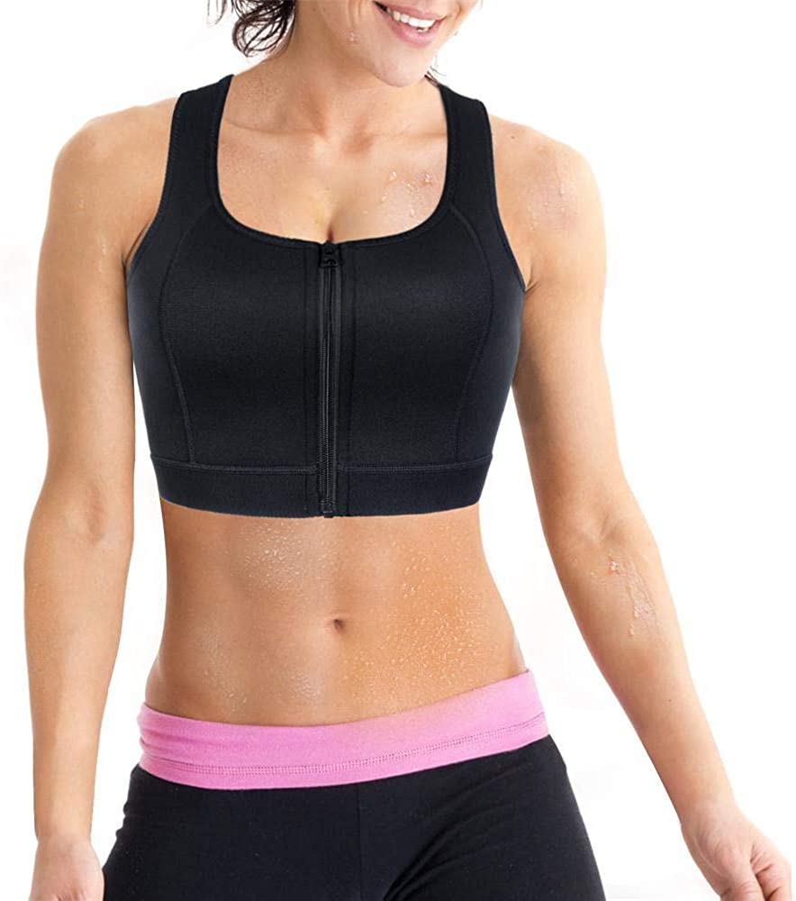 Price:$25.99 CtriLady High Impact Workout Sports Support Bra Full Cup Top Vest with Front-Zipper Wirefree for Women Fitness at Amazon Women’s Clothing store