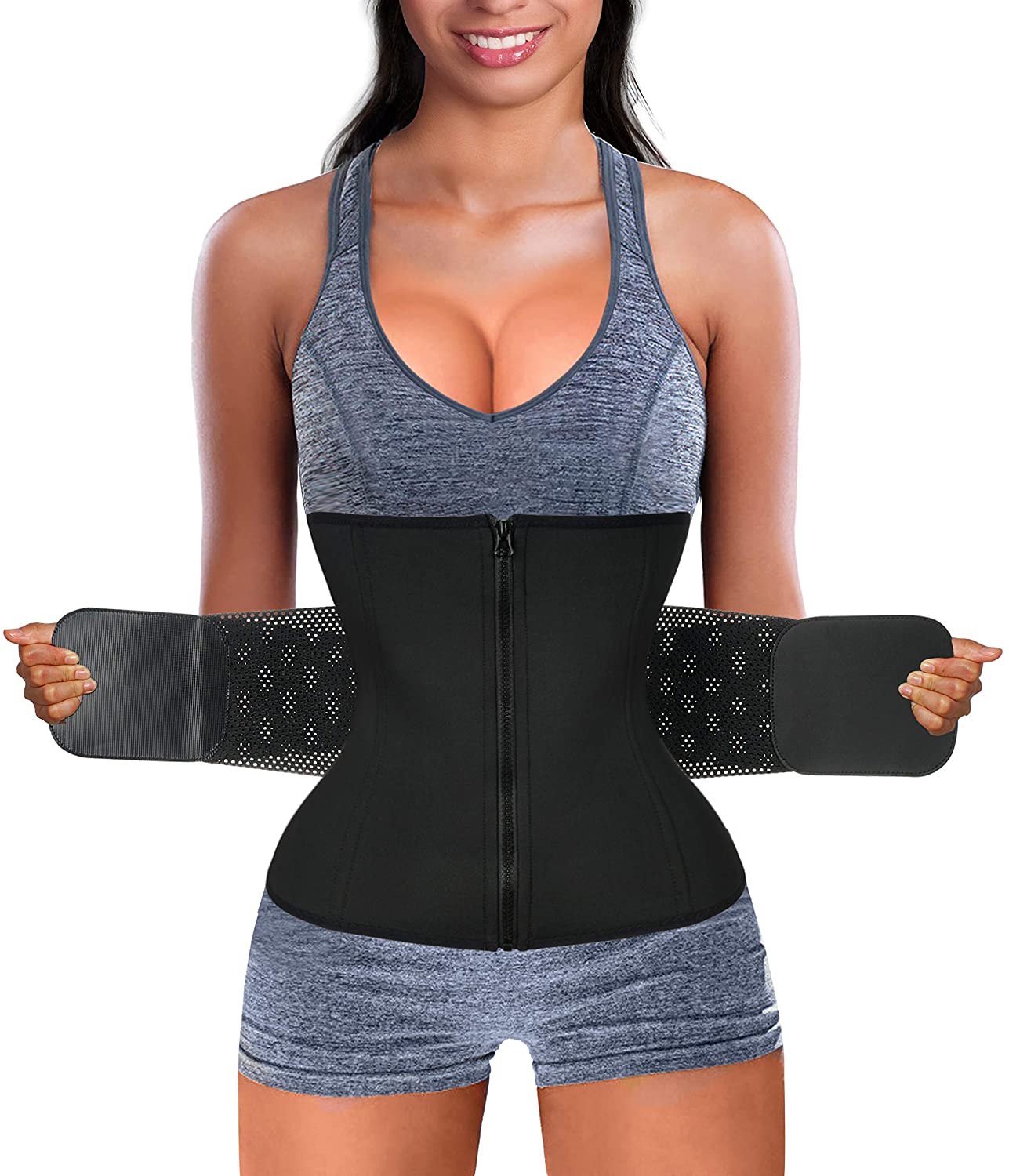 Price:$22.99 Gotoly Women Waist Trainer Corset Cincher Trimmer Belt Slimming Body Shaper Belly Weight Loss Sport Girdle at Amazon Women’s Clothing store